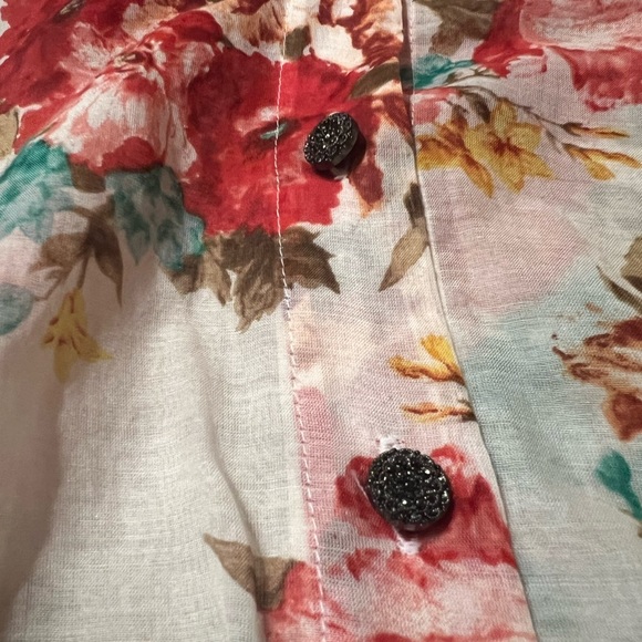 Alice + Olivia Silk Floral Flowing Peplum Blouse Sz S - Picture 4 of 8